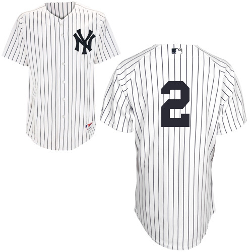 Derek Jeter #2 MLB Jersey-New York Yankees Men's Authentic Home White Baseball Jersey - Click Image to Close